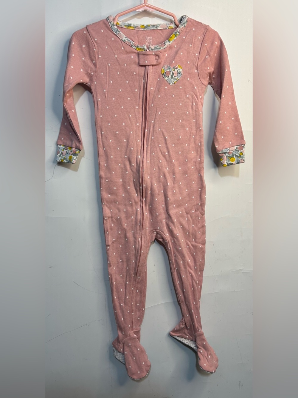 5 for $25🔥Just One You by Carter's Pink Polka Dot Footie Pajama Jumpsuit 18M